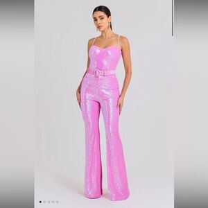 Nadine Merabi Tiffany Pink Jumpsuit NWT
